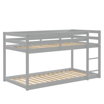 Twin over Twin Floor Bunk Bed,Grey