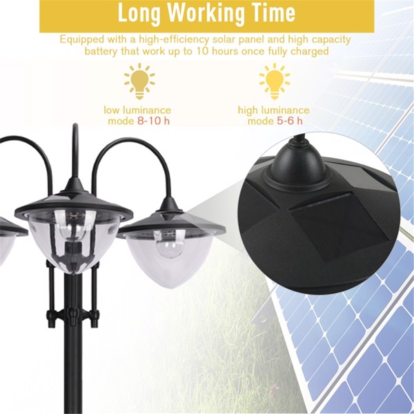 3-head Solar Lamp/Street Light /Outdoor Ready LED Lighting  -AS ( Amazon Shipping)（Prohibited by WalMart）