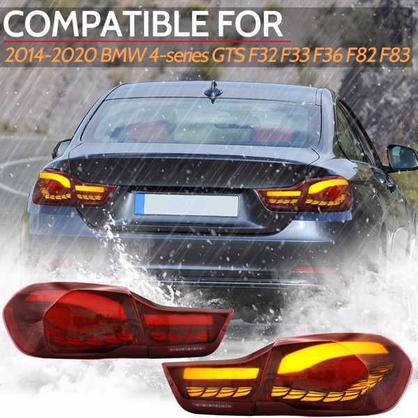 OLED Tail Lights Compatible with 2014-2020 4-series BMW GTS F32 F33 F36 F82 F83 with 3D Dynamic Animation Dragon Scales Running Light, Driver and Passenger Side