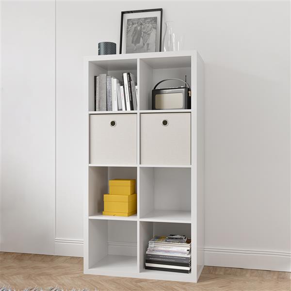 8-Cube Organizer Storage with Opened Back Shelves,2 X 4 Cube Bookcase Book Shleves for Home, Office (White)