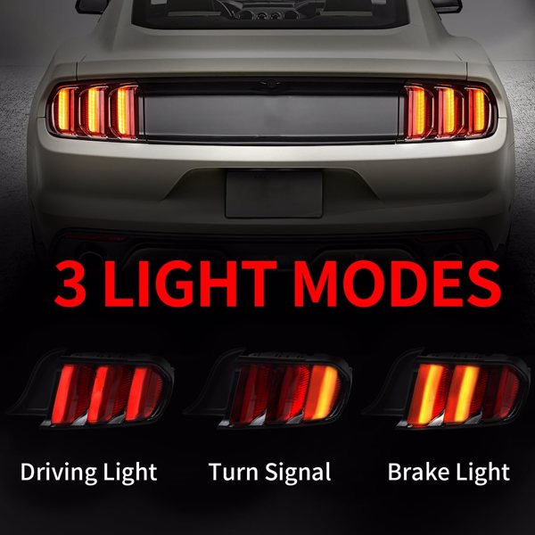 LED Tail Lights Assembly Compatible with 2015-2020 Ford Mustang Full LED Red Lens Right Passenger Side