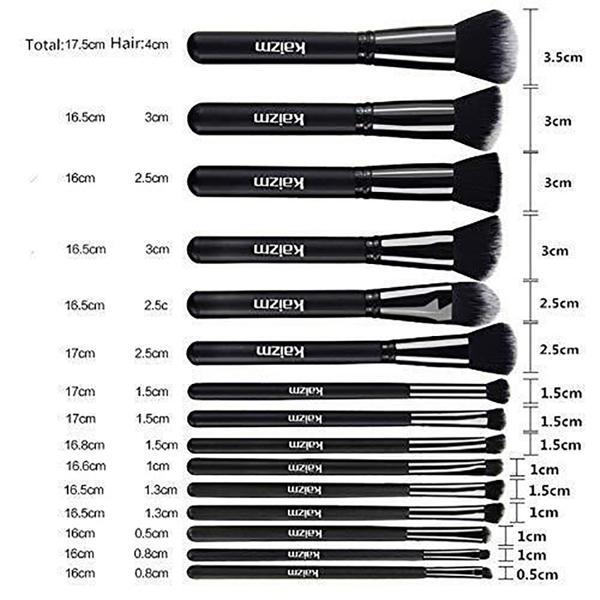 15Pcs Black Make up Brushes Woman Set With Bag Foundation Eyeliner Eyeshadow