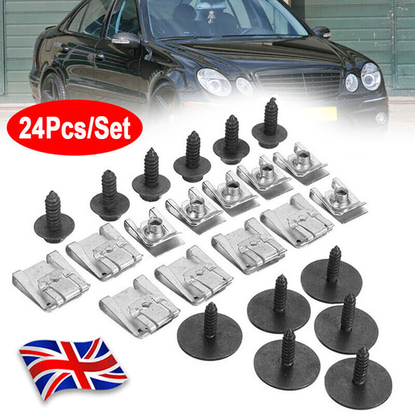 24pcs Engine Undertray Clips Screws Under Cover Rivets for Mercedes-Benz E-Class