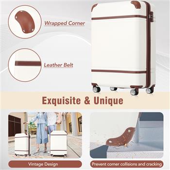 Hardshell Luggage Sets 4 Pieces 20\\"+24\\"+28\\" Luggages and Cosmetic Case Spinner Suitcase with TSA Lock  Lightweight