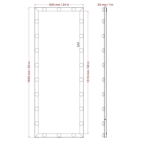 Hollywood Full Length Mirror with Lights Full Body Vanity Mirror with 3 Color Modes Lighted Standing Floor Mirror for Dressing Room Bedroom Wall Mounted Touch Control Silver 63"x24"