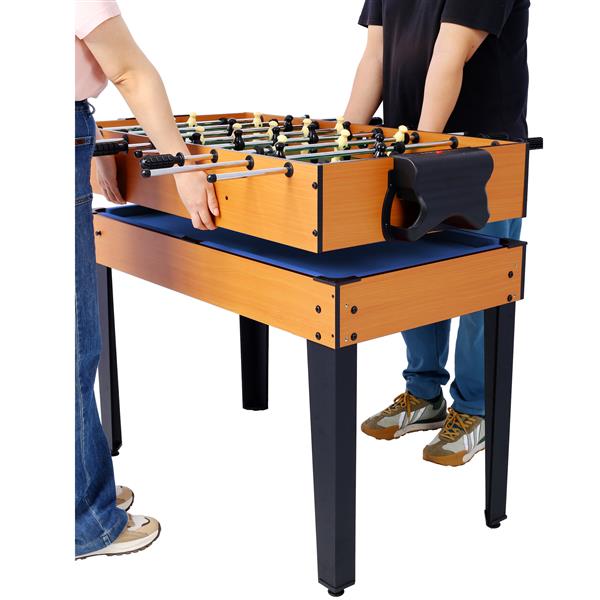 5-in-1 Multi-Game Table - Billiards, Push Hockey, Foosball, Ping Pong, and Basketball  brown /blue