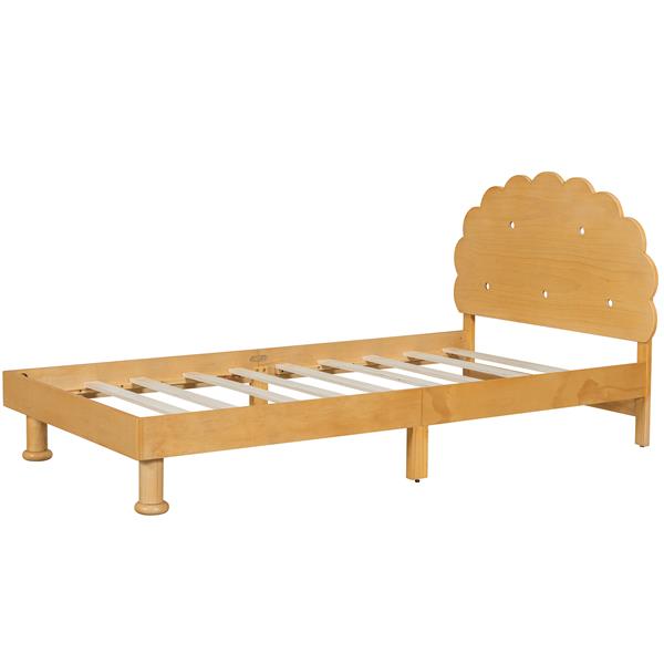 Kids Cookie-Shaped Bed Frame for Boys & Girls,Twin Size Platform Bed, Walnut