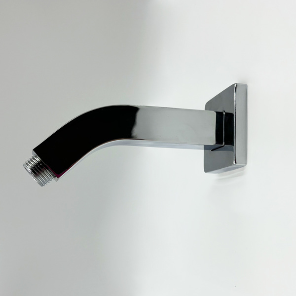 Square Shower Arm with Flange, 1/2 NPT Tapered Threads, Rain Shower Head Arm, Wall Mount Shower Extension Arm 