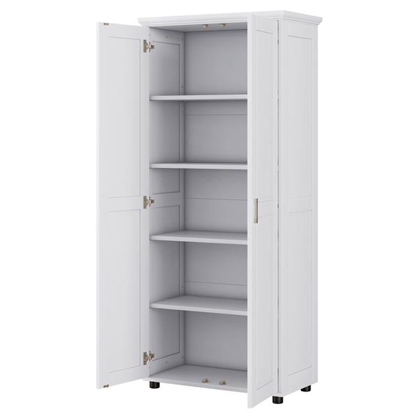 Storage Cabinet with Two Doors for Bathroom, Office, Adjustable Shelf, MDF Board, White