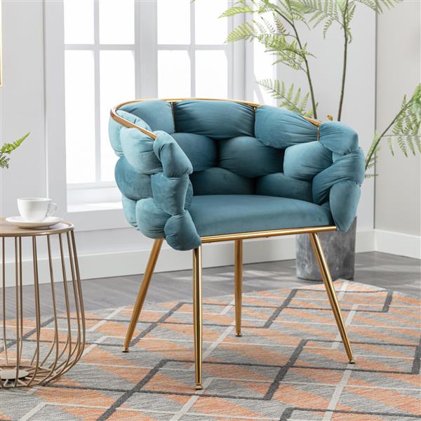 Luxury modern simple leisure velvet single sofa chair bedroom lazy person household dresser stool manicure table back chair blue