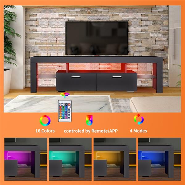 LED TV stand modern TV stand with storage Entertainment Center with drawer TV cabinet for Up to 75 inch for Gaming Living Room Bedroom