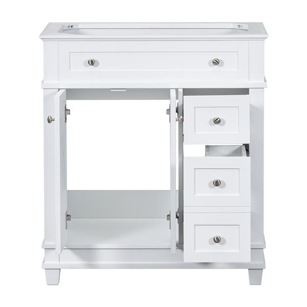 30" Bathroom Vanity Cabinet without Sink, Free Standing Vanity with 2 Drawers& Soft Closing Doors, Solid Wood Frame Bathroom Cabinet, White (NOT INCLUDE SINK)