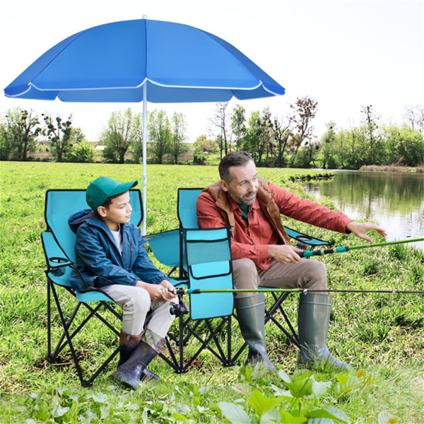 Outdoor camping chair with umbrella