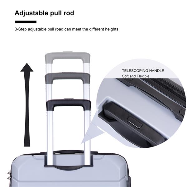 Hardshell Suitcase Spinner Wheels PP Luggage Sets Lightweight Suitcase with TSA Lock,3-Piece Set (20/24/28) ,Silver