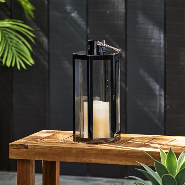 16"H STAINLESS STEEL LANTERN