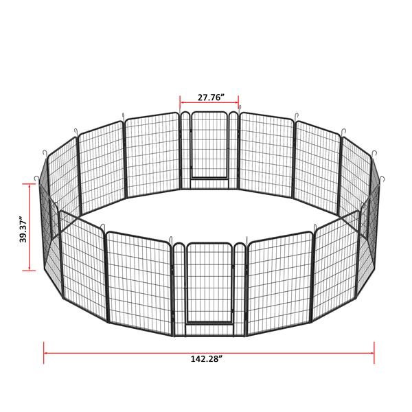 16 Panels Heavy Duty Metal Playpen with door,39.37"H Dog Fence Pet Exercise Pen for Outdoor