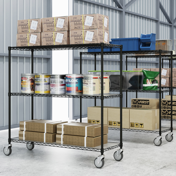 3 Tier Shelf Wire Shelving Unit - 3000LBS, 3T1848-3KLB-B-LKJ