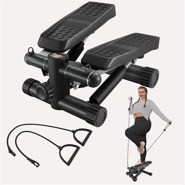 Steppers for Exercise, Stair Stepper with Resistance Bands, Mini Stepper with 330LBS Loading Capacity, Hydraulic Fitness Stepper with LCD Monitor, No Assembly Required