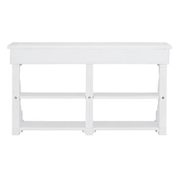 Retro Console Table/Sideboard with Ample Storage, Open Shelves and Drawers for Entrance, Dinning Room, Living Room (Antique White)