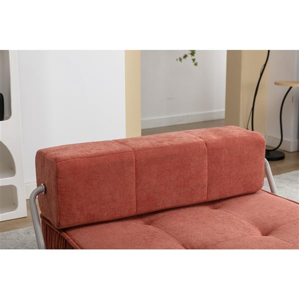 Folding Sofa Bed, Futon Sleeper Chair, Convertible Chair Floor Couch & Sleeping Mattress for Living Room, Guest Room, Home Office, Apartment, Small space, Bed, Removable Back Cushion, Orange, 1 Seat