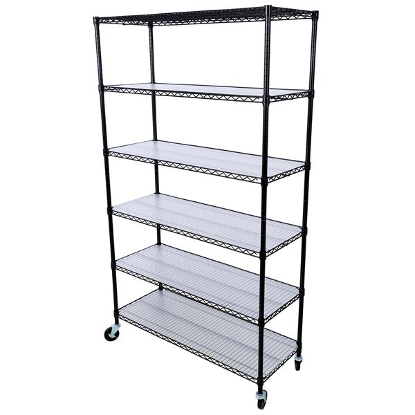 6 Tier 6000lbs Capacity NSF Metal Shelf Wire Shelving Unit, Heavy Duty Adjustable Storage Rack with Wheels & Shelf Liners for Commercial Grade Utility Steel Storage Rack, Black - 82"H x 48"L x 18"D