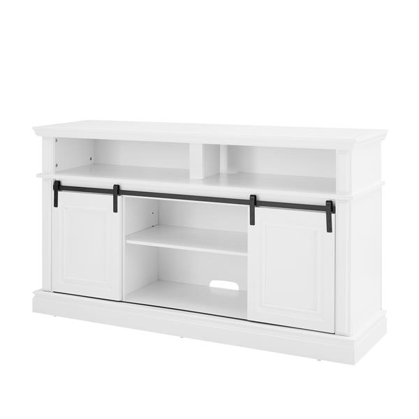 Media Console Table with Storage Cabinet, Mid Century style Entertainment TV Table, Multipurpose Sliding Door TV Cabinet  Large Storage Space, 58.11"W*15.79"D*32.36"H Antique White