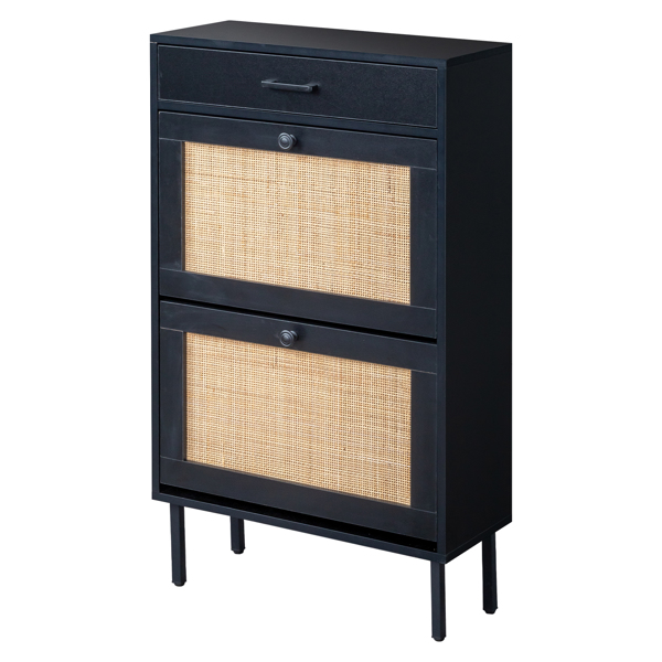 2 buckets with a drawstring, rattan face, iron high foot shoe cabinet 