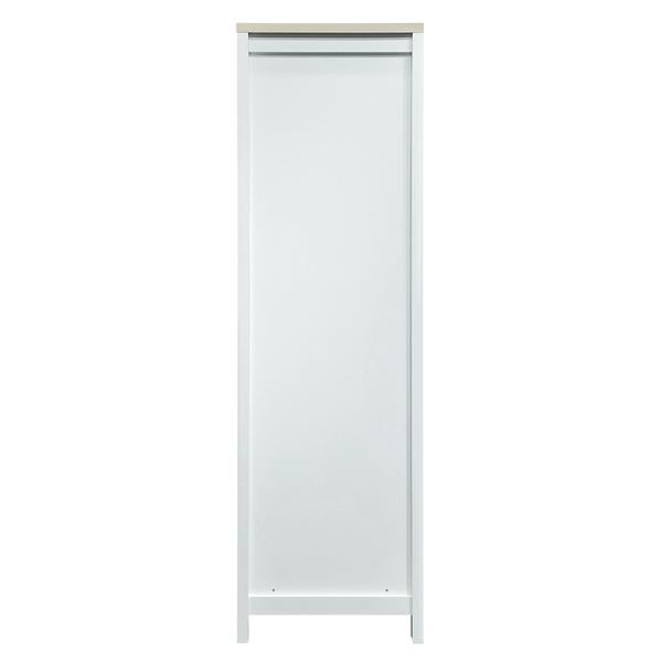 Bedroom Storage Wardrobe with Hanging Rods and 2 Drawers and Open Shelves,Sliding Door,White