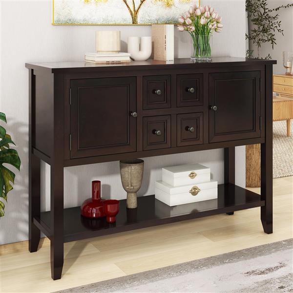 Cambridge Series  Ample Storage Vintage Console Table with Four Small Drawers and Bottom Shelf for Living Rooms, Entrances and Kitchens