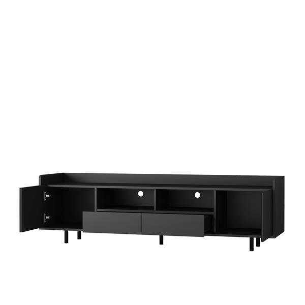 High Gloss TV Stand with LED Light for TVs up to 70 inche, Modern Home Entertainment Center with Open Shelves and Drawers, Media Console TV Stand for Living Room