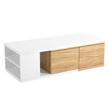 47.2\\'\\'-57\\'\\'W Extendable Coffee Table with 2 Storage Drawers, Dual-tone Wood Center Table with Extendable Sliding Tabletop, Multi-functional Hidden Storage Sofa Table for Living Room, White