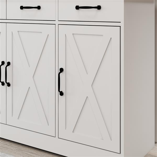 Farmhouse Buffet Cabinet Storage Sideboard with 3 Drawers and 3 Doors for Dining Living Room Kitchen Cupboard-White