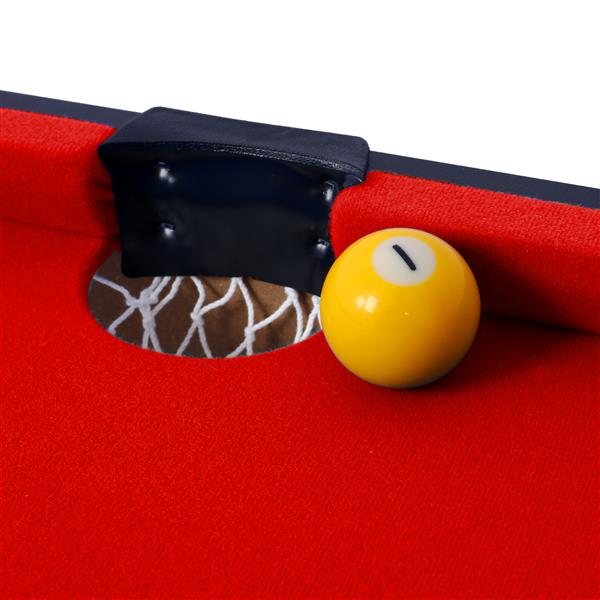 5-in-1 Multi-Game Table - Billiards, Push Hockey, Foosball, Ping Pong, and Basketball black/red