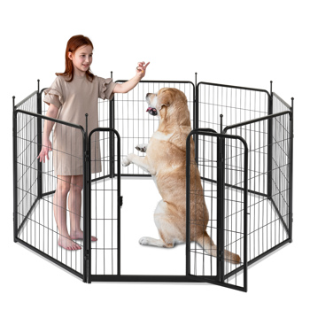 Dog Playpen Pet Dog Fence, 32\\" Height 8 Panels Metal Dog Pen, Outdoor Exercise Pen with Door for RV, Camping, Yard