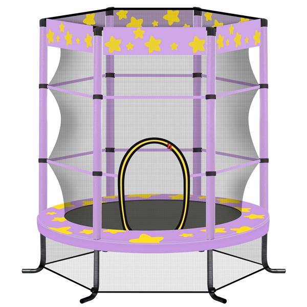 55 Inch Kids Trampoline with Safety Enclosure Net, 4.5FT Outdoor Indoor Trampoline for Kids (Purple)