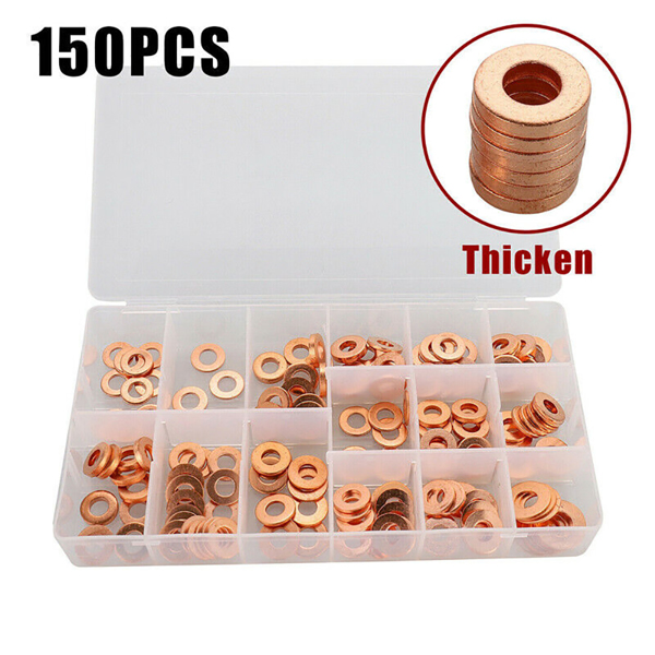 300Pcs Copper Diesel Injector Washers Fuel Set Seal Rings Assortment Kit UK