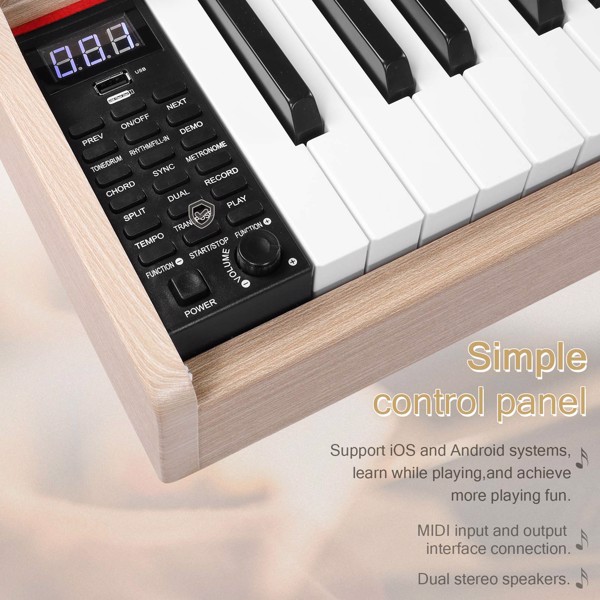 【Do Not Sell on Amazon】GDP-203 88 Key Standard Full Weighted Keyboards Digital Piano with Metal Stand, Power Adapter, Triple Pedals, Headphone, for All Experience Levels Natural Technology Wood