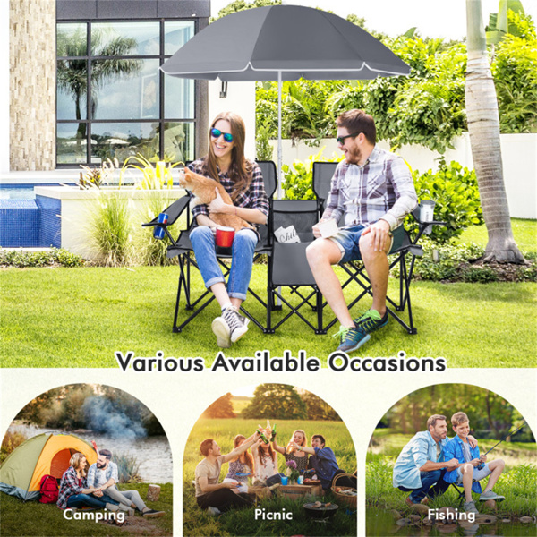 Outdoor camping chair with umbrella