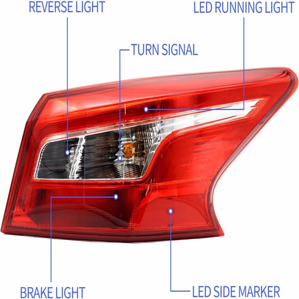 Tail Light Assembly Fit for Nissan Sentra 2016 2017 2018 LED Tail Light Brake Lamp Assembly Outer Right Passenger Side 265503YU0A NI2805108