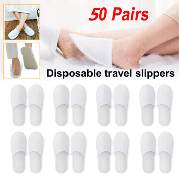 50 Pairs Spa Hotel Guest Slippers Toe Towelling Disposable Terry Style Lot