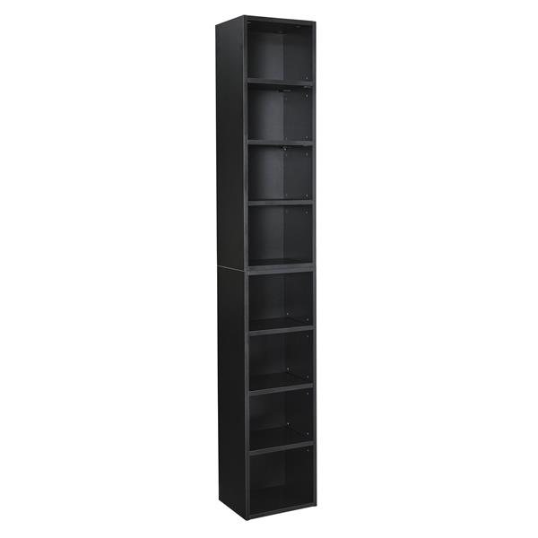 8-Tier Media Tower Rack, CD DVD Slim Storage Cabinet with Adjustable Shelves, Tall Narrow Bookcase Display Bookshelf for Home Office,Multi-functional double-decker bookcase