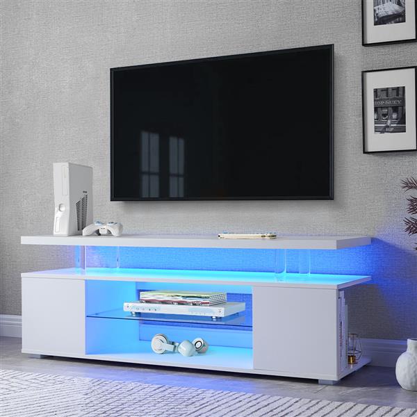 TV Stand for 65 Inch TV LED Gaming Entertainment Center Media Storage Console Table with Large Side Cabinet for Living Room( White)