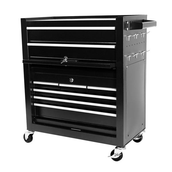 8-Drawer Rolling Tool Chest with Wheels, Large Tool Cabinet with Drawers, Mobile Steel Tool Storage Organizer with Lock&Liner for Warehouse, Workshop, Black