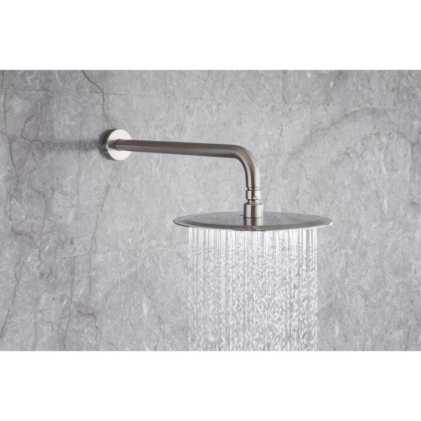 Shower Arm, Extra Fixed Arm with Flange, Stainless Steel Wall-Mounted ShowerHead Arm (16.5 Inch, Brushed Nickel)