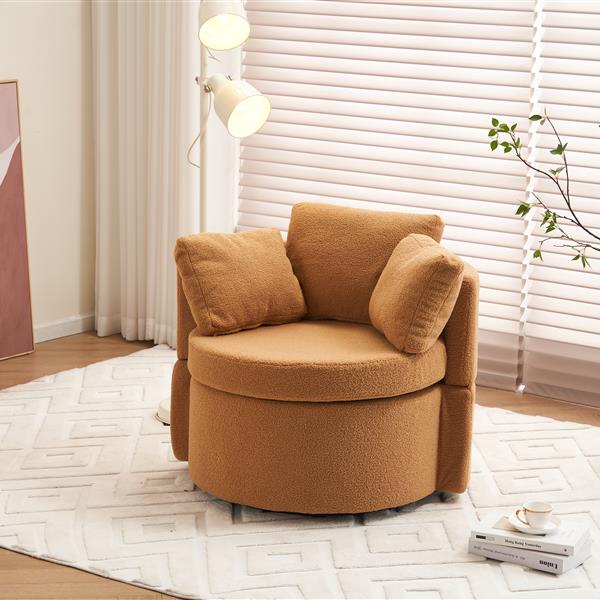 Fabric Swivel And Storage Chair With Back Cushion For Living Room,Khaki