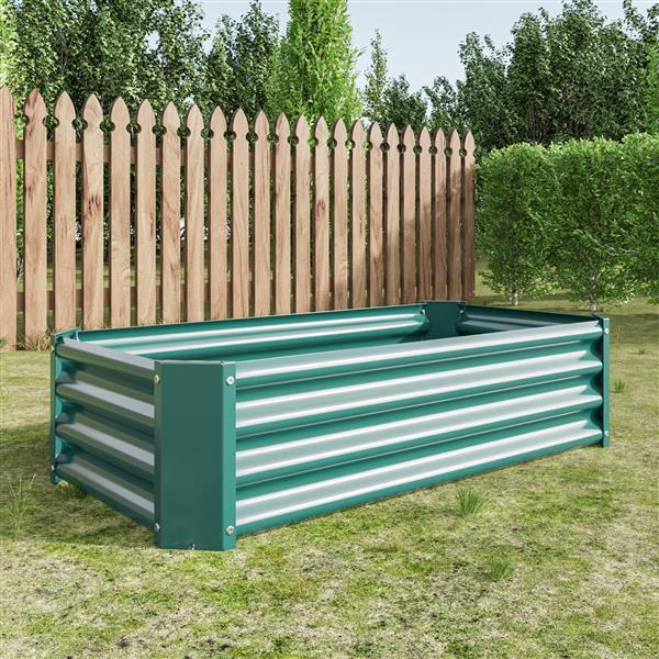 Metal Raised Garden Bed, Rectangle Raised Planter 4×2×1ft  for Flowers Plants, Vegetables Herb Veezyo Green