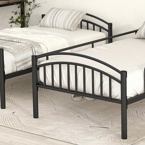 Twin Over Twin Metal Bunk Bed,Divided into Two Beds(Black)