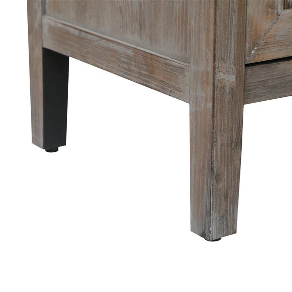 4 门木质斜纹餐柜 美式乡村复古旧式客厅餐厅门厅入口柜（棕色）-14