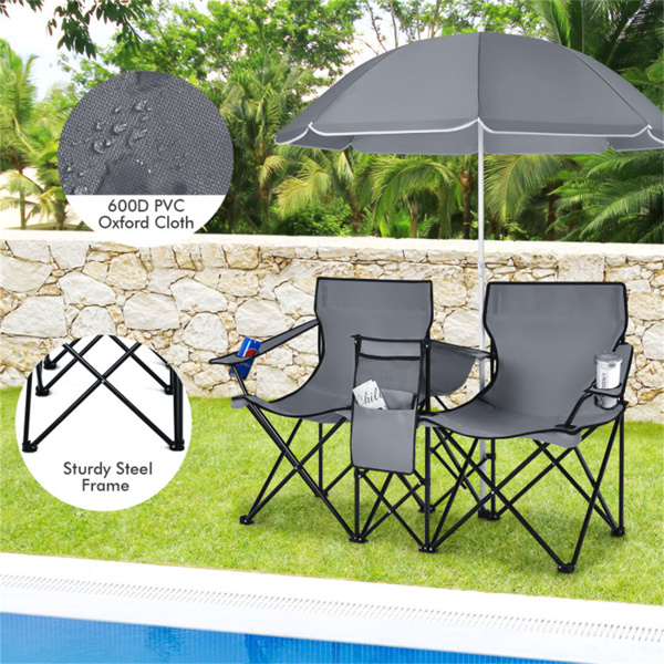 Outdoor camping chair with umbrella