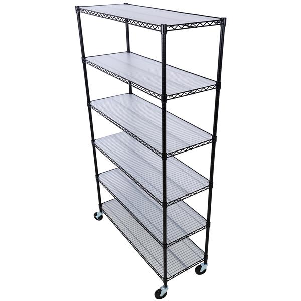 6 Tier 6000lbs Capacity NSF Metal Shelf Wire Shelving Unit, Heavy Duty Adjustable Storage Rack with Wheels & Shelf Liners for Commercial Grade Utility Steel Storage Rack, Black - 82"H x 48"L x 18"D